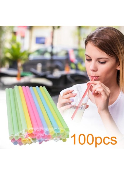 Siyah 100 Adet 240MM Tarzı Lastic Içme Pipetleri 8 Inç Uzun Çok Renkli Çizgili Bedable Tek Kullanımlık Pipetler Parti Çok Renkli Gökkuşağı Samanı (Yurt Dışından)
