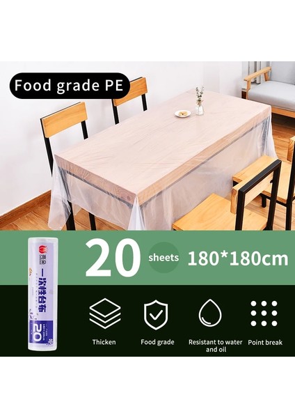 2 Rulo 180X180CM Stili Pe Tek Kullanımlık Masa Örtüsü Seti Güçlü Güvenli ve Toksik Olmayan Kalınlaşmak Parti Düğün Için Su Geçirmez Yağ Geçirmez Günlük Tembel Tableclo (Yurt Dışından)