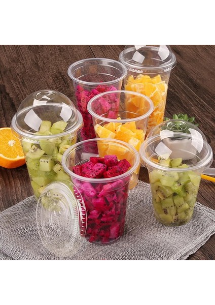 Kapak 1 Tarzı 600ML Kalın Şeffaf Pp Plastik Bardaklar Tek Kullanımlık Kahve Fincanı Süt Çay Suyu Içecek Ambalaj Kapaklı Bardaklar Paket Servisi Olan Restoran Paketleri (Yurt Dışından)