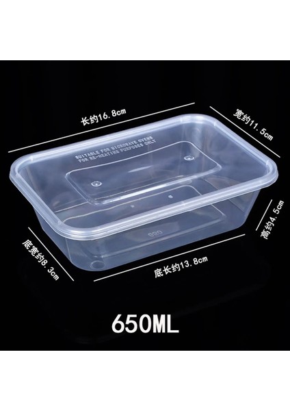 650 ml Stili 20 Adet Tek Kullanımlık Plastik Öğle Yemeği Kutusu Gıda Kapları Sofra Meyve Salatası Bento Kutusu Kapaklı Fast Food Kutusu Mikrodalgada (Yurt Dışından)