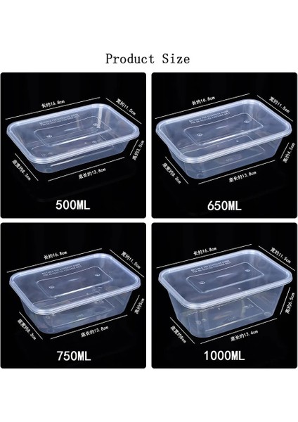 650 ml Stili 20 Adet Tek Kullanımlık Plastik Öğle Yemeği Kutusu Gıda Kapları Sofra Meyve Salatası Bento Kutusu Kapaklı Fast Food Kutusu Mikrodalgada (Yurt Dışından) modelleri