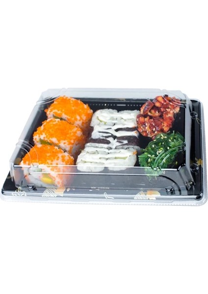 No.1 Tarzı 50 Parça Ack Sushi Box Tek Kullanımlık Paket Servis Paketleme Kutusu Plastik Gıda Kutusu (Yurt Dışından)