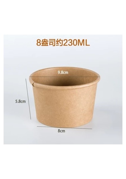 8oz Kapaksız Stil 50 Parça Ack Büyük Kapasiteli Tek Kullanımlık Kraft Kağıt Kase Eko Paket Yemek Meyve Paketi Kağıt Bardak Kalın Kağıt Kutusu (Yurt Dışından)