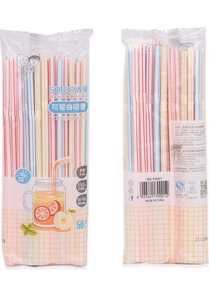 Renk Stili 100 Adet Tek Kullanımlık Pipetler Esnek Plastik Pipetler Çizgili Çok Renkli Gökkuşağı Pipetler Pipet Parti Bar Içecek Aksesuarları (Yurt Dışından)