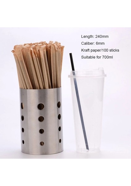 Beyaz Stil 100 Adet Süt Çay Düz Uç Uzatılmış Ince Saman Tek Kullanımlık Bağımsız Kağıt Ambalaj Sanatı Küçük Saman Plastik Suyu Kahve (Yurt Dışından)