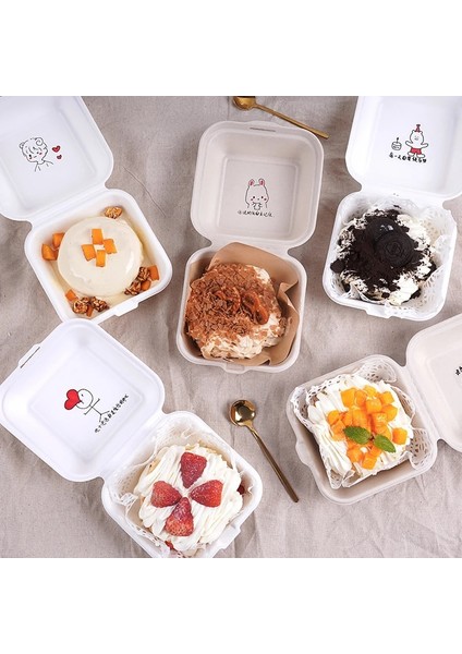Beyaz Stil 5 Adet Cs Tek Kullanımlık Bento Gıda Kapları Pişirme Tatlı Kek Çevre Koruma Aperatif Kutuları Mikrodalgada Ev Yemek Kutusu (Yurt Dışından)