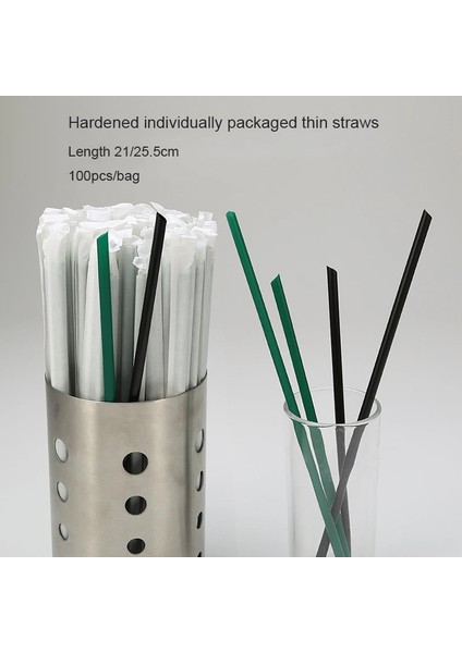 6 210 Siyah Stil 100 Adet Süt Çay Düz Uç Uzatılmış Ince Saman Tek Kullanımlık Bağımsız Kağıt Ambalaj Sanatı Küçük Saman Plastik Suyu Kahve (Yurt Dışından)