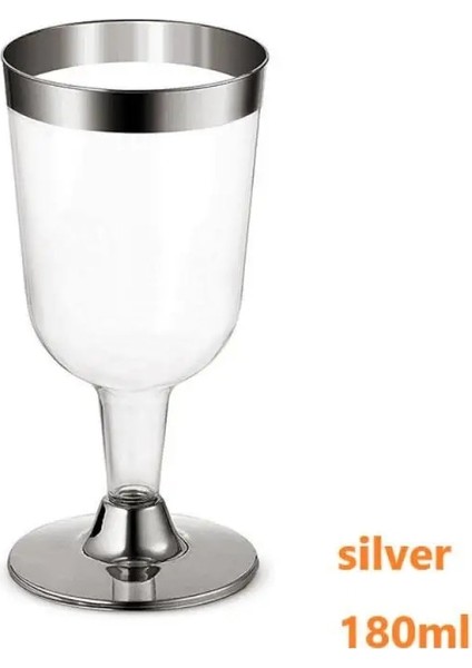 180ML Gümüş Tarzı 6 Adet Mutfak Gereçleri Tek Kullanımlık Bronzlaştırıcı Şampanya Kadehi, Lastik Kenarlı Kırmızı Şarap Dondurma Fincan Tadımı Gül Altın Tatlı (Yurt Dışından)