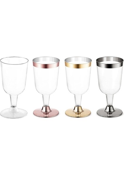 180ML Gümüş Tarzı 6 Adet Mutfak Gereçleri Tek Kullanımlık Bronzlaştırıcı Şampanya Kadehi, Lastik Kenarlı Kırmızı Şarap Dondurma Fincan Tadımı Gül Altın Tatlı (Yurt Dışından)
