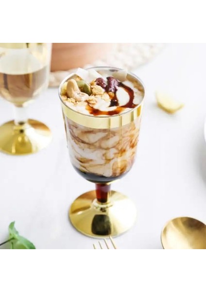 180ML Gümüş Tarzı 6 Adet Mutfak Gereçleri Tek Kullanımlık Bronzlaştırıcı Şampanya Kadehi, Lastik Kenarlı Kırmızı Şarap Dondurma Fincan Tadımı Gül Altın Tatlı (Yurt Dışından)