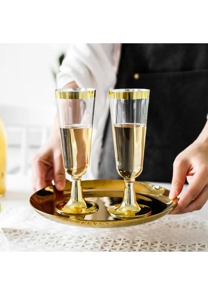 180ML Gümüş Tarzı 6 Adet Mutfak Gereçleri Tek Kullanımlık Bronzlaştırıcı Şampanya Kadehi, Lastik Kenarlı Kırmızı Şarap Dondurma Fincan Tadımı Gül Altın Tatlı (Yurt Dışından)