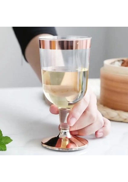 180ML Gümüş Tarzı 6 Adet Mutfak Gereçleri Tek Kullanımlık Bronzlaştırıcı Şampanya Kadehi, Lastik Kenarlı Kırmızı Şarap Dondurma Fincan Tadımı Gül Altın Tatlı (Yurt Dışından)