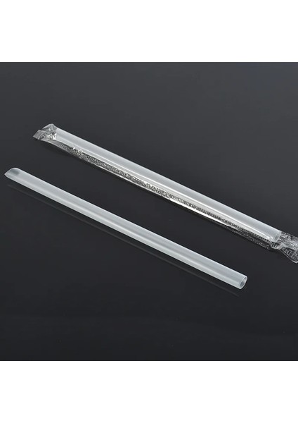 Şeffaflık Stili 23-1.2cm Tek Kullanımlık Sütlü Çay Payetleri Suyu Smoothie Içecekleri Bağımsız Olarak Paketlenmiş Parçalanabilir Büyük Emme Kola Düz Şeffaf (Yurt Dışından)