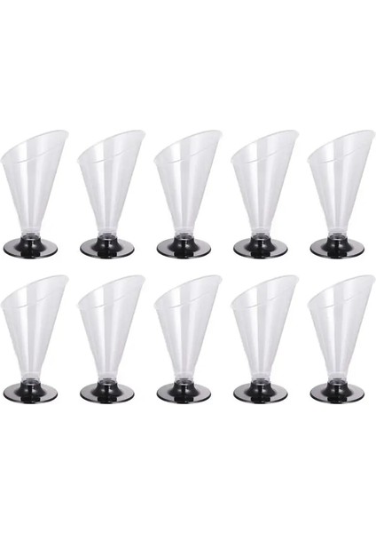 Siyah Stil 10 Adet 160ML Jöle Mousse Puding Fincan Kokteyl Kadeh Tatlı Bardak Dondurma Bardak Parti Tatlı Bardak ile Taban Tarzı (Yurt Dışından)