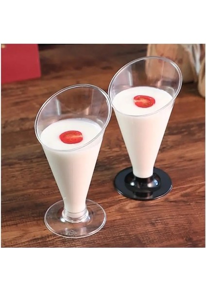 Siyah Stil 10 Adet 160ML Jöle Mousse Puding Fincan Kokteyl Kadeh Tatlı Bardak Dondurma Bardak Parti Tatlı Bardak ile Taban Tarzı (Yurt Dışından)