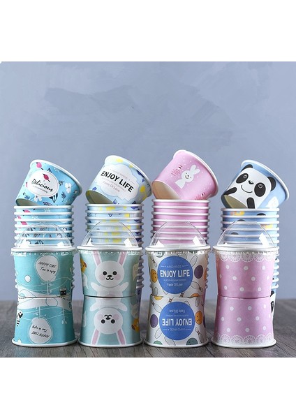 Sadece Fincan Tarzı 7CM50 Adet Aper Bardak Doğum Günü Partisi Şeker Kapaklı Bardak Yüksek Li Karikatür Dondurma Kasesi 200ML Küçük Yuvarlak Tek Kullanımlık (Yurt Dışından)
