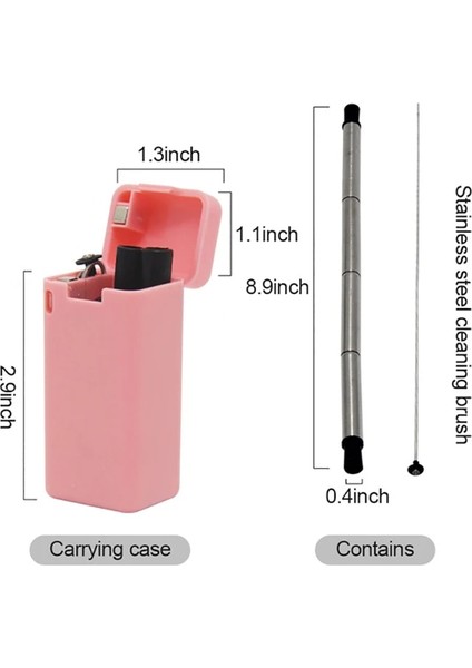 Pembe Stil Yeniden Kullanılabilir Katlanır Saman Katlanabilir Teleskopik Saman Taşınabilir Paslanmaz Çelik Içme Pipetleri Çevre Koruma Sanitasyon (Yurt Dışından)