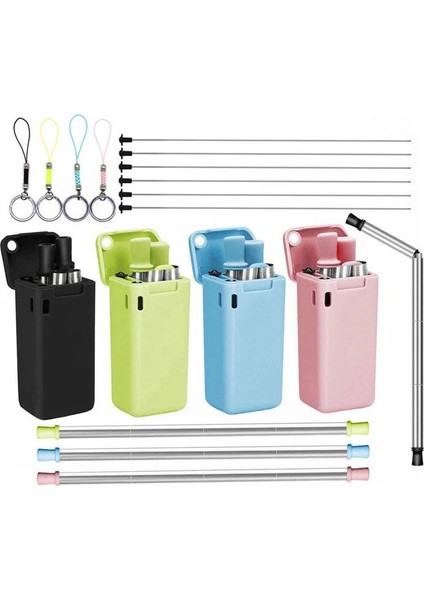 Pembe Stil Yeniden Kullanılabilir Katlanır Saman Katlanabilir Teleskopik Saman Taşınabilir Paslanmaz Çelik Içme Pipetleri Çevre Koruma Sanitasyon (Yurt Dışından) fiyatları