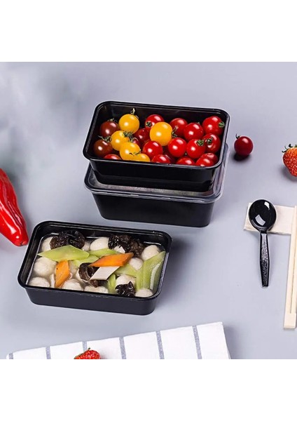 Özelleştirilmiş Logo Stili 10'lu Plastik Kap Yemek Hazırlama Kapları, Bento Kutuları Tek Kullanımlık Plastik Bento Yalıtımlı Kapaklı Öğle Yemeği Kapları (Yurt Dışından)