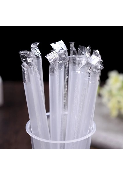 Renk 100 Adet Tarzı 19CM Süt Teasoy Pipet Süt ve Meyve Suyu Şeffaf Pipet Tek Tek Paketlenmiş Düz Pipet Çevre Dostu (Yurt Dışından)