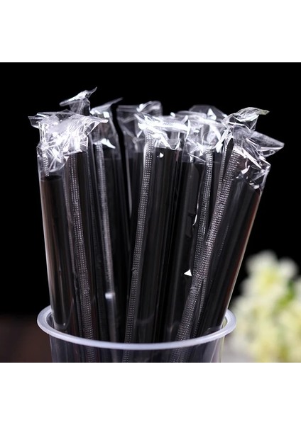 Renk 100 Adet Tarzı 19CM Süt Teasoy Pipet Süt ve Meyve Suyu Şeffaf Pipet Tek Tek Paketlenmiş Düz Pipet Çevre Dostu (Yurt Dışından)