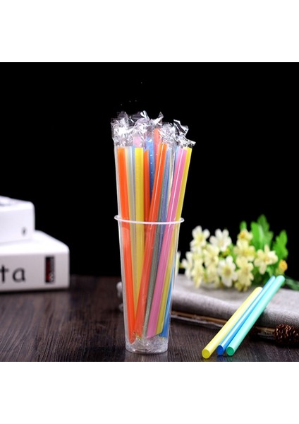 Renk 100 Adet Tarzı 19CM Süt Teasoy Pipet Süt ve Meyve Suyu Şeffaf Pipet Tek Tek Paketlenmiş Düz Pipet Çevre Dostu (Yurt Dışından)
