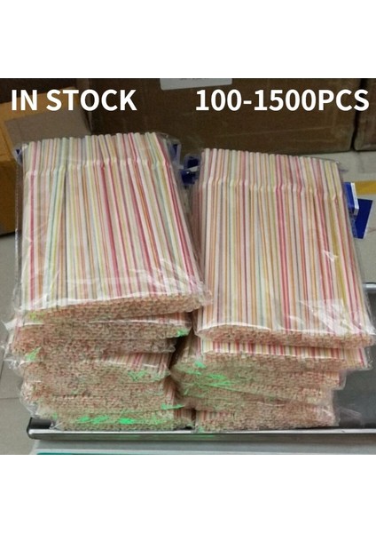 Çok Renkli Stil 1000 Adet Tek Kullanımlık Plastik Içme Pipetleri Çok Renkli Çizgili Bükülebilir Dirsek Pipetleri Parti Olayı Benzeri Malzemeleri Renk Rastgele (Yurt Dışından) fırsatları
