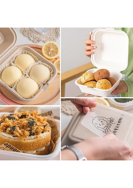 Cilt Stili 10 Parça Cs Tek Kullanımlık Bento Gıda Kapları Pişirme Tatlı Kek Çevre Koruma Aperatif Kutuları Mikrodalgada Ev Yemek Kutusu (Yurt Dışından)