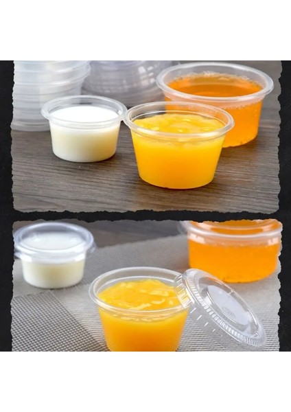 Beyaz Stil Tek Kullanımlık Bardak Seti 120ML Sos Konteyner Pot Jello Shot Cup Ketçap Için Kapaklı Balçık Depolama (Yurt Dışından)