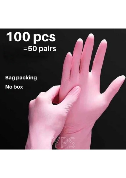 100 Adet Pembe Stil S Beden Adet Nitril Eldiven Tek Kullanımlık Mutfak Lateks Eldiven Ev Mutfak Laboratuvar Temizlik Eldivenleri Kek Araçları (Yurt Dışından)