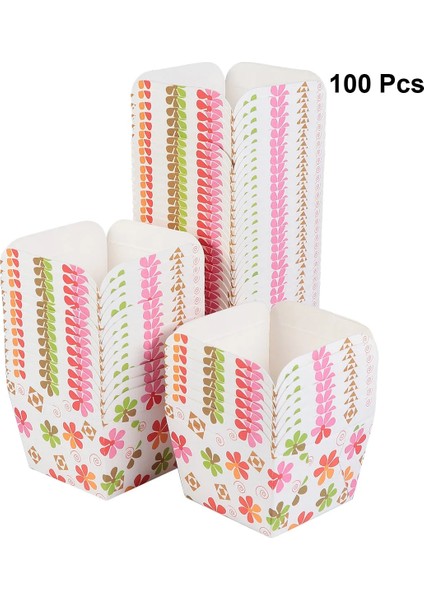 Beyaz Stil Sevimli Kağıt Cupcake Bardak Kare Tek Kullanımlık Kek Fincan Isıya Dayanıklı Tatlı Kaseler Mini Kek Kutusu Parti Malzemeleri (Yurt Dışından)