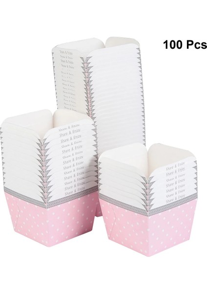 Beyaz Stil Sevimli Kağıt Cupcake Bardak Kare Tek Kullanımlık Kek Fincan Isıya Dayanıklı Tatlı Kaseler Mini Kek Kutusu Parti Malzemeleri (Yurt Dışından)