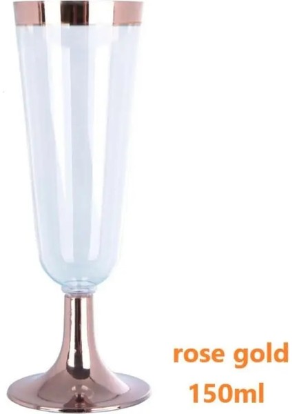 150ML Pembe Altın Stili 6 Adet Mutfak Gereçleri Tek Kullanımlık Bronzlaştırıcı Şampanya Kadehi, Lastik Kenarlı Kırmızı Şarap Dondurma Fincan Tadımı Gül Altın Tatlı (Yurt Dışından)