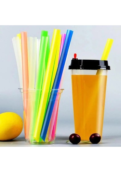 Yaklaşık 19CM x 1.1cm Tarzı Pipetler Plastik Içecekler Için Kalın Renkli Siyah Içme Suyu Barı Kabarcık Aksesuarı Tek Kullanımlık Milkshake Kokteyl Tüpü (Yurt Dışından)