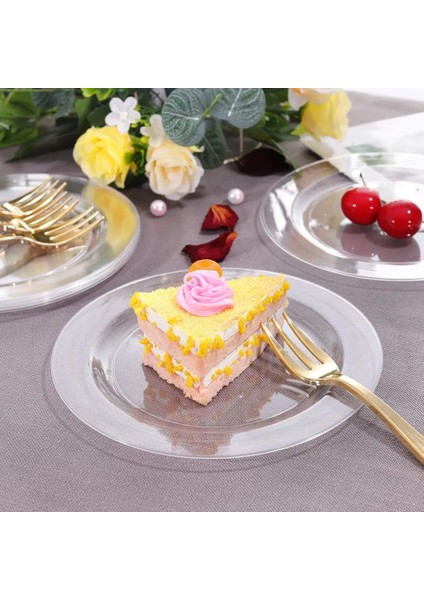 19CM Tarzı 20 Adet Şeffaf Plastik Tabaklar -19CM Tek Kullanımlık Salatatatlı Tabakları- Clear Premium Sert Plastik Meze Tabaklarıküçük Pasta Tabakları (Yurt Dışından)