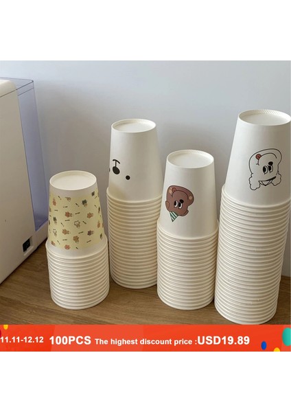 Ingilizce Harfler2 Stili 100 Adet Adet Yumuşak Sevimli Kağıt Bardak Sert ve Kalın Tek Kullanımlık Su Bardağı Ingilizce Siyah Beyaz Ekose Plastik Bardak Sandık Çayı (Yurt Dışından)