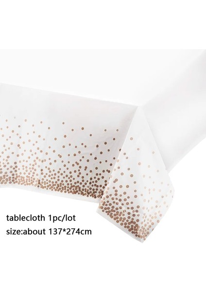 B Tarzı 137*274 cm Gül Altın Masa Örtüsü Goldsilver Dot Masa Örtüsü Yetişkin Mutlu Doğum Günü Partisi Malzemeleri Için Düğün Süslemeleri (Yurt Dışından)