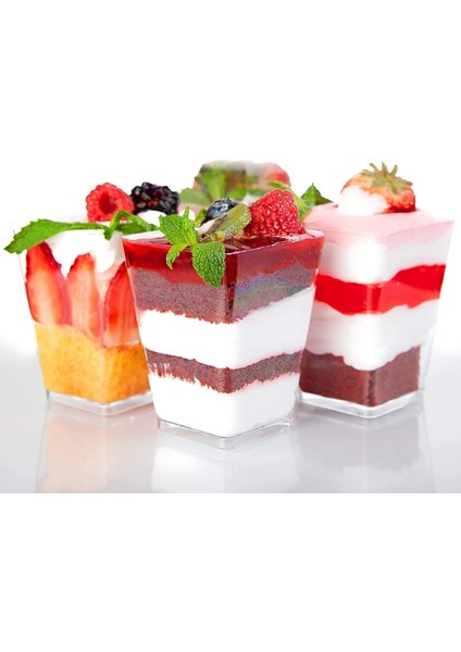 Trapez Stilini Temizle 50 Parça Tek Kullanımlık Plastik Bardaklar Şeffaf Dssert Kupası Çikolatalı Jöle Mousse 60MLML Için Şeffaf Trapez Yuvarlak Gıda Kabı (Yurt Dışından)