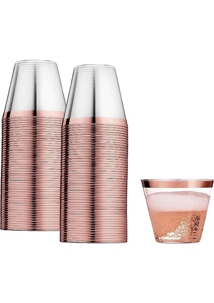 Gül Altın Tarzı 4 Adet Tek Kullanımlık Rose Gold Edge Sert Plastik Havacılık Bardağı Suyu Viski Bardağı Altın Tozu Zemin Dokusu Tatlı Bardağı Mus Bardağı (Yurt Dışından)