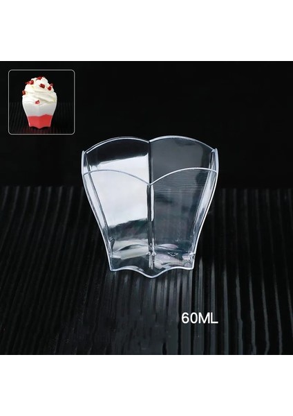 60ML Tarzı 10 Parça Tek Kullanımlık Plastik Bardaklar Jöle Yoğurt Mousses Tatlı Pişirme Için Şeffaf Porsiyon Şeffaf Trapez Gıda Kabı (Yurt Dışından)
