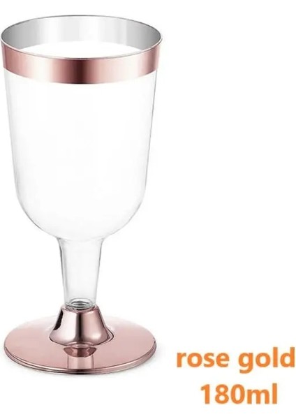 180ML Pembe Altın Stili 6 Adet Mutfak Gereçleri Tek Kullanımlık Bronzlaştırıcı Şampanya Kadehi, Lastik Kenarlı Kırmızı Şarap Dondurma Fincan Tadımı Gül Altın Tatlı (Yurt Dışından)