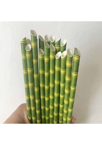 B Tarzı 19CM 100 Adet Kraft Kağıt Tek Kullanımlık Strawers Ev Mutfak Bar Aksesuarları Parti Malzemeleri Bir Kez Yaratıcı Kağıt Bambu Desen Payet (Yurt Dışından)