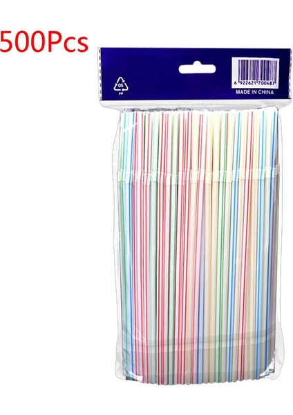 D 500 Adet Tarzı 8 Inç Uzun Gökkuşağı Payet Içecek Plastik Payet Esnek Parti Çizgili Payet Tek Kullanımlık Içme Samanı Plastik Rietjes (Yurt Dışından)