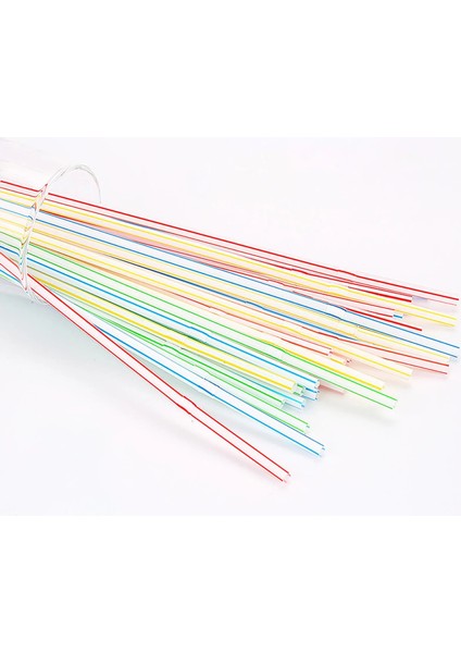 Bir Stil Esnek Plastik Pipet Çizgili Çok Renkli Tek Kullanımlık Hasır Uzun (Yurt Dışından)