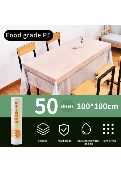 2 Rulo 100X100CM Stili Pe Tek Kullanımlık Masa Örtüsü Seti Güçlü Güvenli ve Toksik Olmayan Kalınlaşmak Parti Düğün Için Su Geçirmez Yağ Geçirmez Günlük Tembel Tableclo (Yurt Dışından)