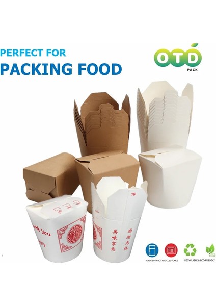 26OZ Beyaz Stil 20 Adet Adet Paket Çin Tek Kullanımlık Gıda Kapları - Sızıntı ve Yağa Dayanıklı - Partyfavor Kutusu Yemek Hazırlama (Yurt Dışından) fiyatları