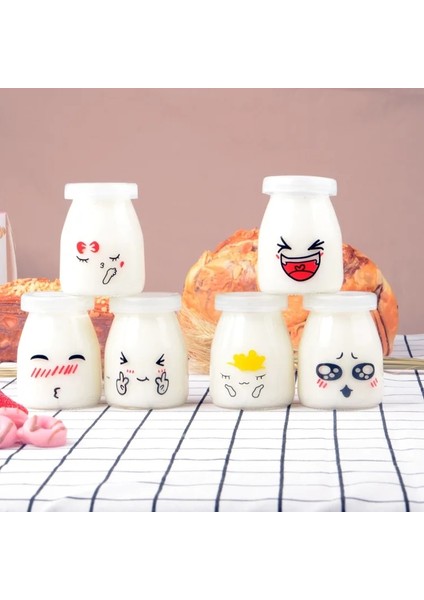 6 Adet 150ML Rastgele Stil 200ML Puding Şişesi Cam Ekmek Mağazası Sevimli Isıya Dayanıklı Yoğurt Kapları Ev Dükkanı Için Süt Kupası Jöle Kavanozu (Yurt Dışından)