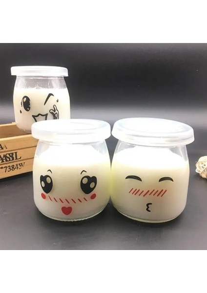 6 Adet 150ML Rastgele Stil 200ML Puding Şişesi Cam Ekmek Mağazası Sevimli Isıya Dayanıklı Yoğurt Kapları Ev Dükkanı Için Süt Kupası Jöle Kavanozu (Yurt Dışından)