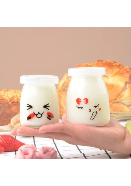 6 Adet 150ML Rastgele Stil 200ML Puding Şişesi Cam Ekmek Mağazası Sevimli Isıya Dayanıklı Yoğurt Kapları Ev Dükkanı Için Süt Kupası Jöle Kavanozu (Yurt Dışından)