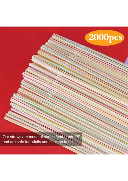 2000 Adet Tarzı Adet Tek Kullanımlık Plastik Içme Pipetleri Çok Renkli Çizgili Bükülebilir Dirsek Içecek Pipetleri Parti Için Doğum Günü Kutlaması (Yurt Dışından)